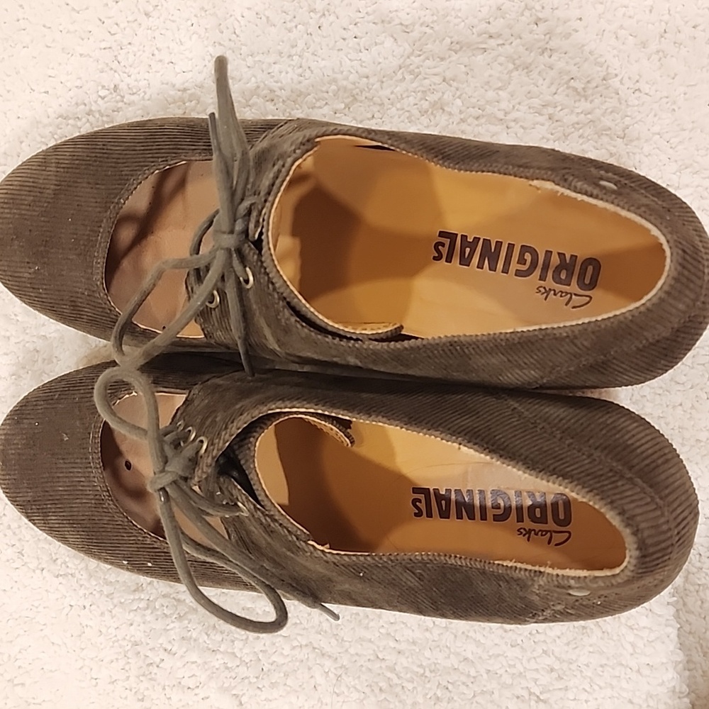 Clarks Women's Dark Brown Corduroy Wedges Sz.10 - So Comfy - Pre-loved - Picture 4 of 6